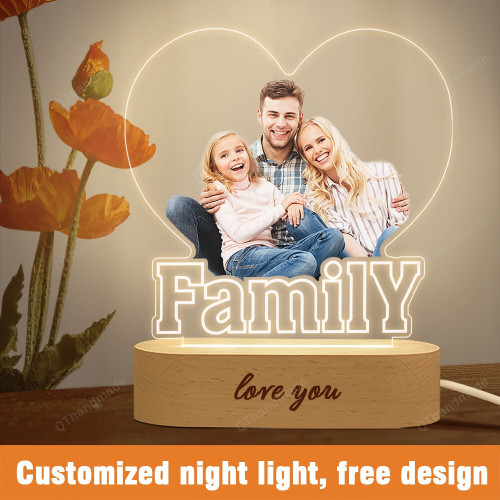 Mom and Dad Color Photo USB LED Night Light Lamp / Personalized Family Lamp / Gift For Mother's Day Father's Day / Bedroom Night Lamp Decor