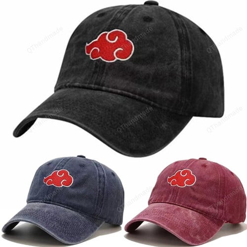 Naruto Cotton Caps, Akatsuki Logo Uchiha Logo Embroidery Baseball Caps, Anime Black Snapback Hats