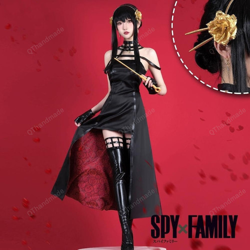 Anime Spy X Family Cosplay Costume, Yor Forger Cosplay, Hidden Killer Cosplay, Yor Forger Suit, Japanese Anime Cosplay, Gothic Black Dress