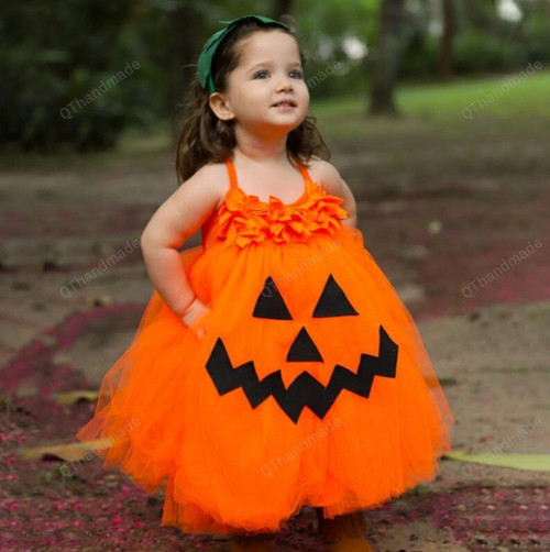 6M-4Y Halloween Baby Kid Girls Dress Floral Lace Tutu Pumpkin Dresses For Girls Party Costumes/Baby Girl/Party Dress/Kids Cosplay Dresses