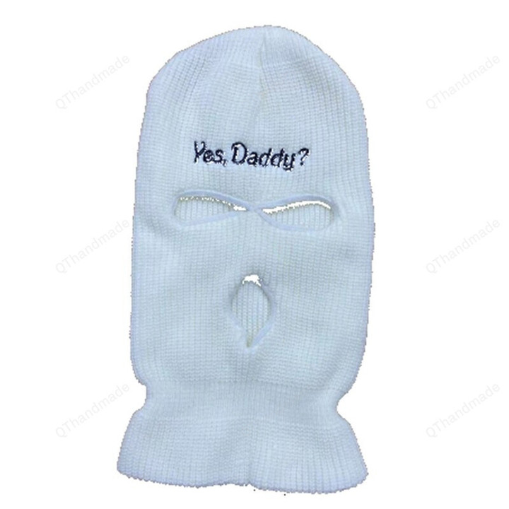 Yes Daddy Hat/Winter Full Face Cover Mask Hat/Embroidered Letter Yes Daddy Ski Face Mask/Christmas Beanie Hat/Skullies Balaclava Beanies Hat
