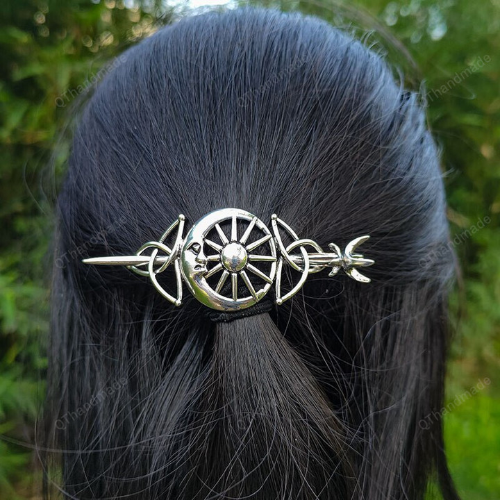 Witch Hairstick Silver Gold Death Head Skull Butterfly Moth Crescent Moon Eagle Gothic Hairpin Wiccan Pagan Hair Jewelry/Hair accessories