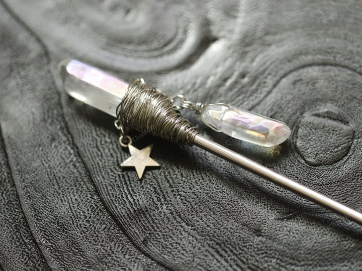 Raw Crystal Hair Stick Hairpin Hair Accessories Witch Jewelry Retro Gothic Pagan Wedding Friend Gift/Tiara Hair Wedding Hair Accessories
