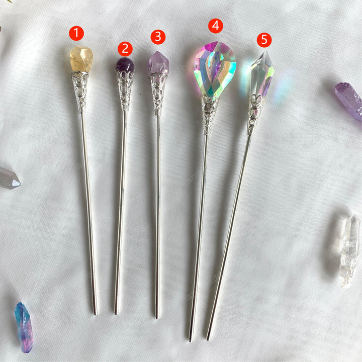 Raw crystal hairpin crystal hair stick plated stained glass hairpin sun catcher hairpin hair wedding bride BOHO gift/Hair Valentines Gift