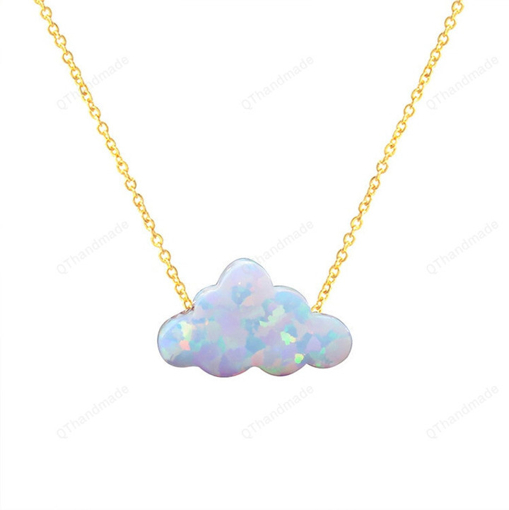 New Design Cloud Shape Acrylic Handmade Necklace for Women with Stainless Steel Chain Birthday Gift Fashion Jewelry