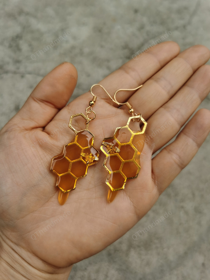 3D Dripping Honeycomb Earrings/Bee Honey Hypoallergenic Earrings/Accescories Gift/Mother's Day Gift/Honey Bee Earrings