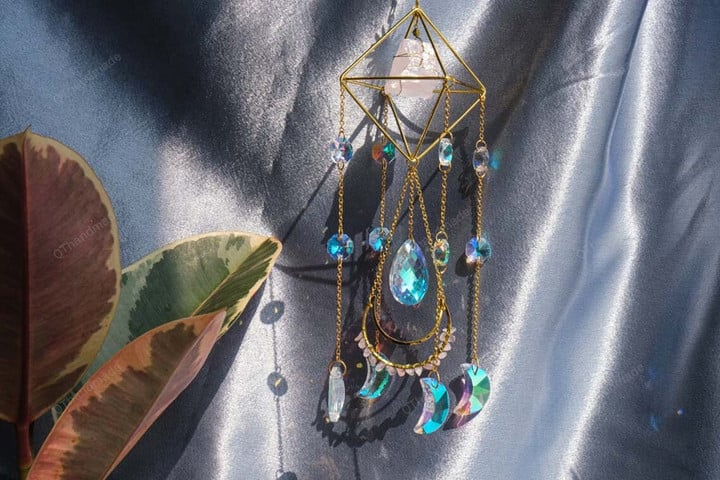 Luxury Royal Geometric Rose Quartz Crystal suncatcher/Hanging Prism/Rainbow Maker/Lightcatcher/Car charm accessories/ornaments hanging