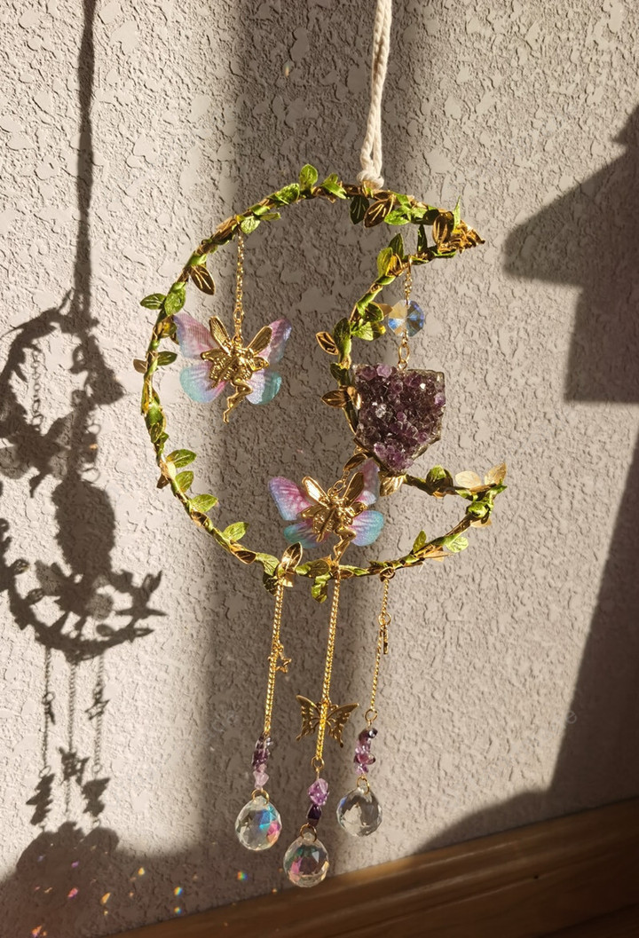 Purple Butterfly Faires Amythest SUNCATCHER Rainbow Maker| Mini Suncatcher | Wall Hanger | Boho Decor | Gifts