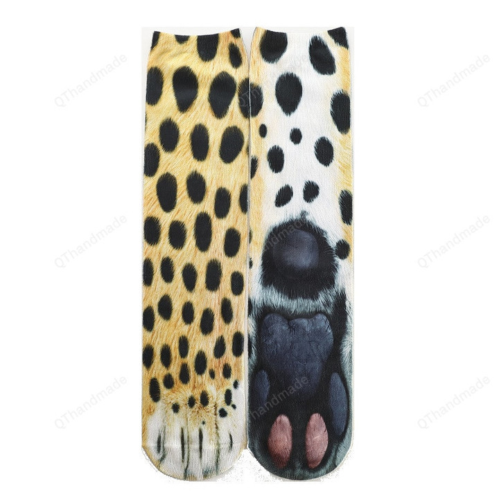 Funny Socks 3D Printed Fashion Cotton Crew Unisex Socks happy Cartoon Leopard Tiger Long Socks for Men cute casual Women/Funny Leopard Tiger Cotton Socks For Women Happy Animal Kawaii Unisex Socks Harajuku Cute Casual High Ankle Socks Female Party