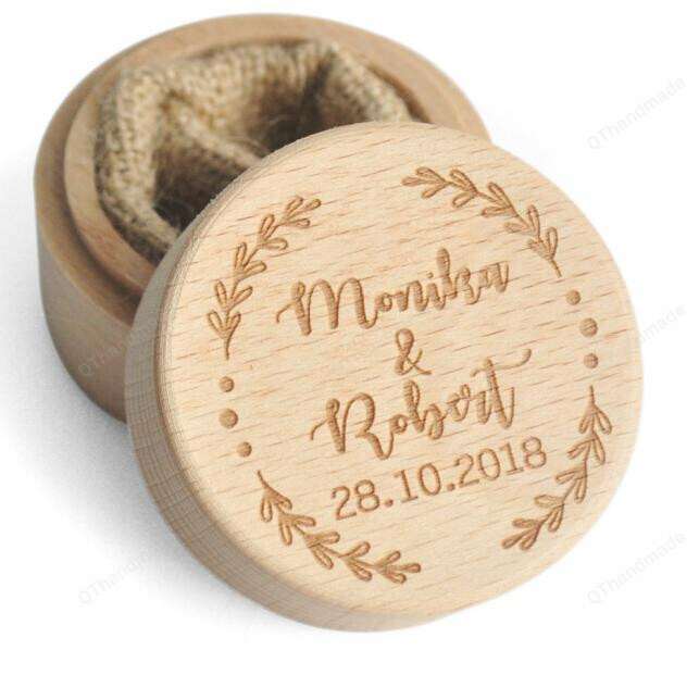 Personalized Rustic Wedding Wood Ring Box Holder Custom Your Names and Date Wedding Ring Bearer Box