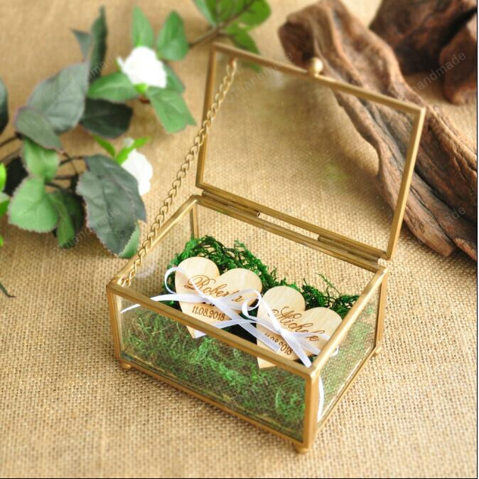 Personalized Glass Ring Box/Copper Wedding Ring Bearer Box/Keepsake Hexagon Box/Geometric Jewelry Box/Engagement Gift/Wedding Gift/Couple Gift