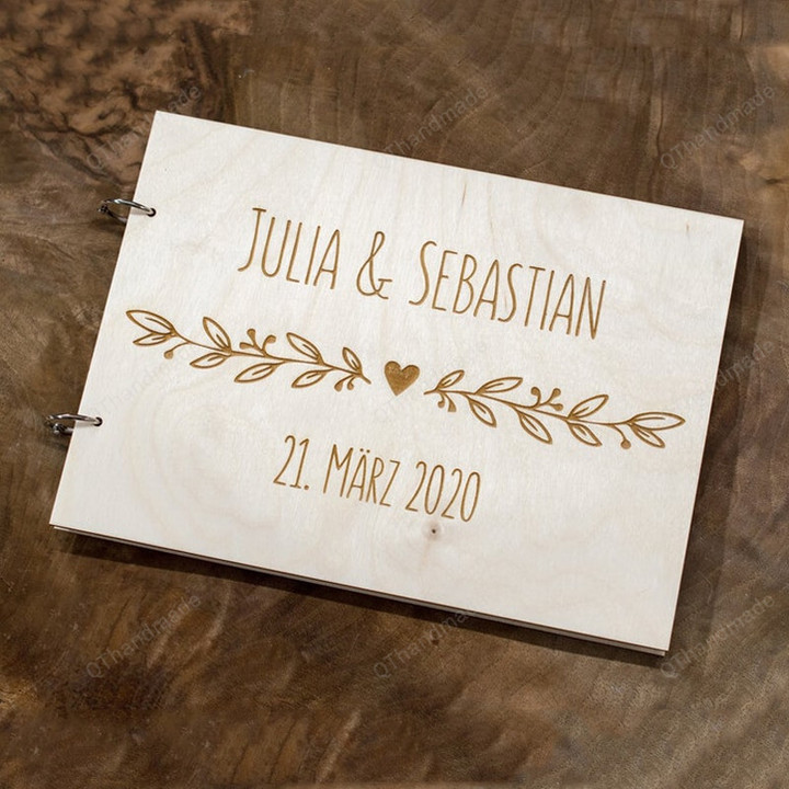 Custom wood wedding guest book,rustic album laser engraved,Wedding Party wedding gifts for guests
