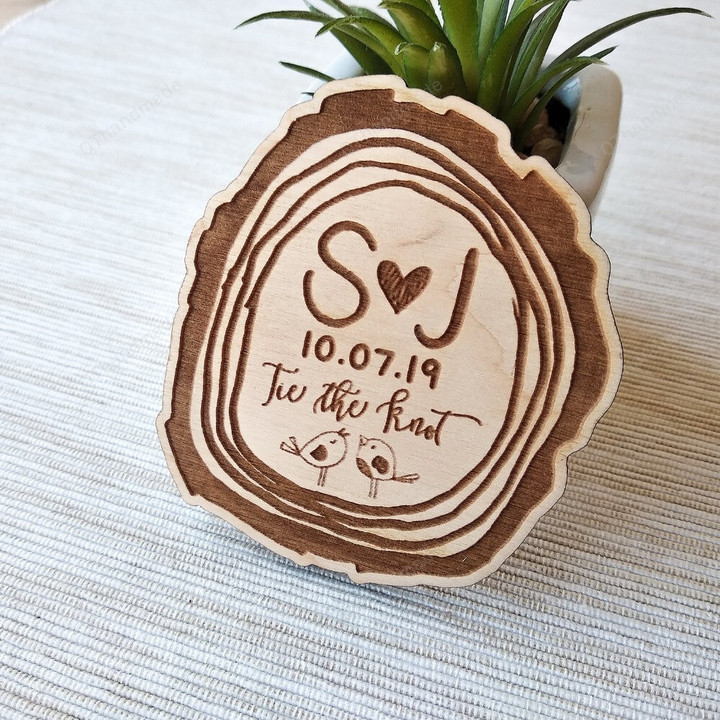 Personalised Engraved Wooden Save The Date Magnets Birds /Custom Wedding Fridge Magnets Spring Summer Wedding