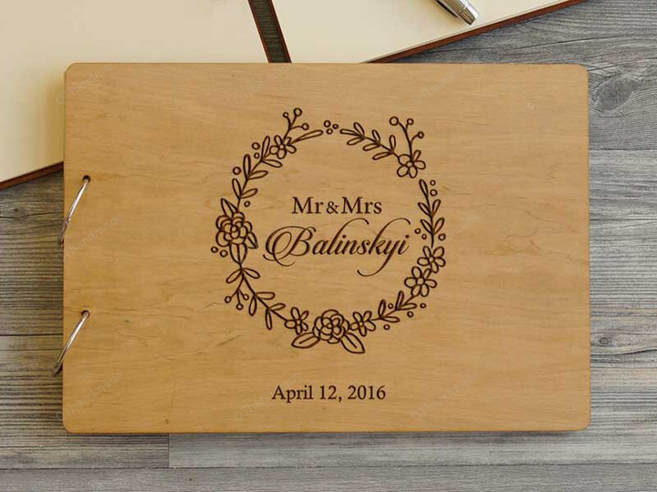 Personalized Rustic Wood Wedding Guestbook/ Custom Names Alternative Wedding Guest Book/ Anniversary Valentine Gift