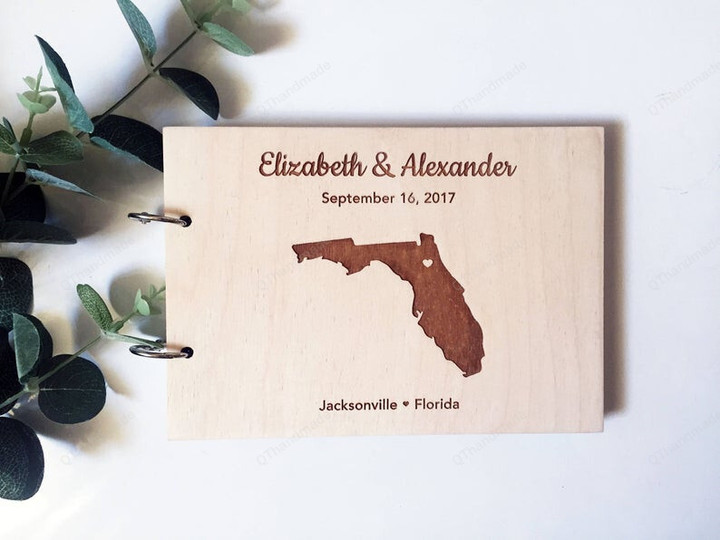 Rustic Album Laser Engraved,Custom Wood Wedding Guest Book,States And Countries Guest Book,Travel Wedding Guest Book Love Map