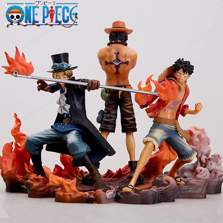 3PCS Anime One Piece Figurine / Monkey D Luffy Ace Sabo Three Brothers / Set PVC Action Collection Model Toys doll PortgasD Ace
