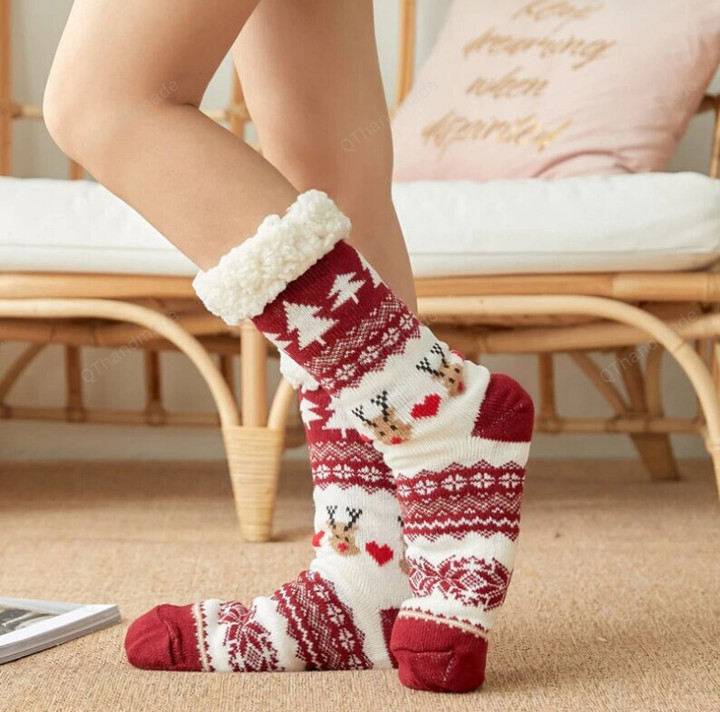 Super warm Christmas Winter Socks/Plus Cotton Thicken Socks/Winter Hoisery and Socks/Home Socks Carpet Foot Socks/Elk Home Sleep Floor Socks