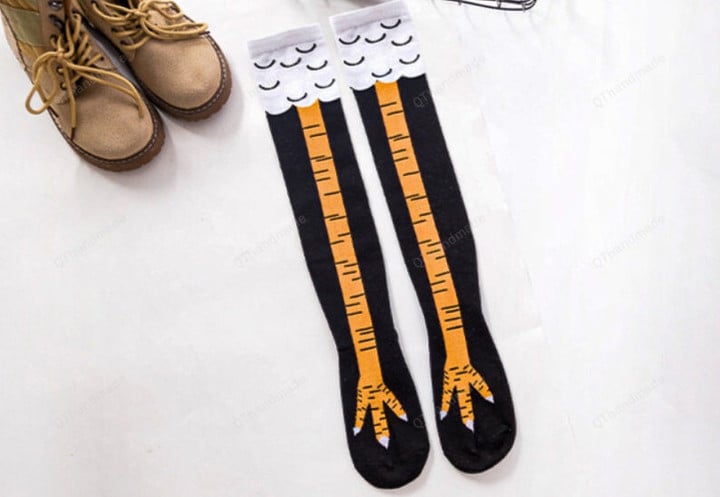 Christmas Chicken Foot Claw Socks/Funny Cosplay Socks/Christmas Stocking/Knit Knitted Socks/Leg Warmers/Unisex Gift/Long Tube Socks