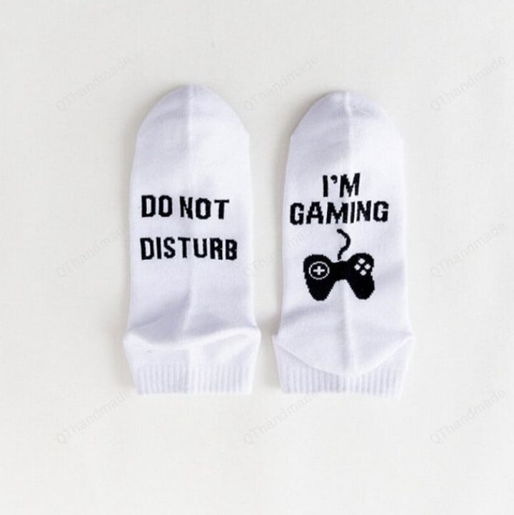 Do not disturb im gaming Letter Socks/Women Men Funny Unisex Printed Happy Casual Cotton Couple Socks/Valentine Day gift for BoyFriend