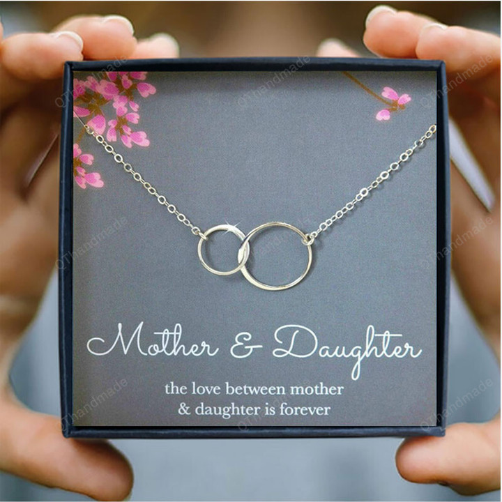 Mother Daughter Necklace For Women / Mother's Day Gift / Two Interlocking Infinity Circles Pendant Necklaces / Birthday Jewelry Accessories