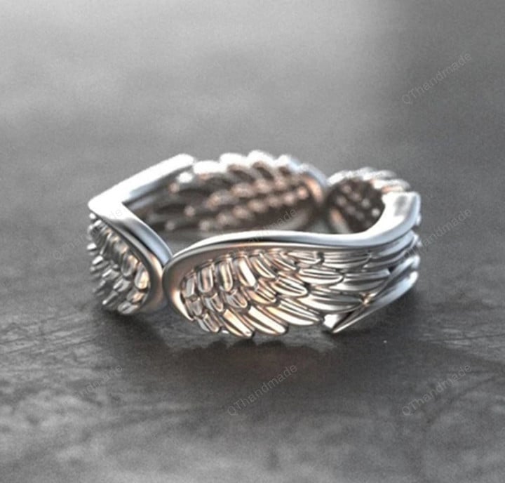 Charm Women Wing Ring Metal Silver Color Romantic Girl Gift Pterodactyl Ring for Party Men Jewelry/Statement Ring/Boho Gothic Goth Ring
