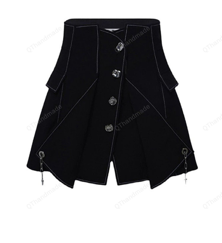 Gothic Mini Skirt Women Punk Y2K Aesthetic High Waist Irregular Black A-Line Short Skirt Vintage Harajuku Streetwear/Sexy Girl Skirt