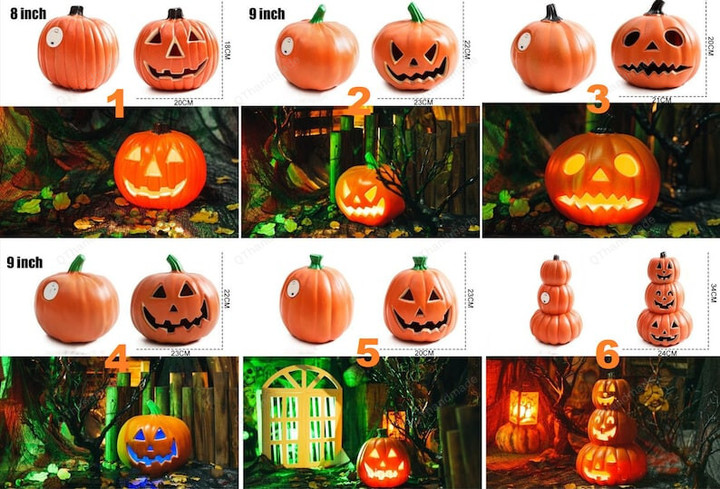 12 Styles Halloween Pumpkin Led Light Lamp, Creative Lantern Decoration Flashing Light, Gypsophila Ghost Pumpkin Light Lamp, Halloween Decor