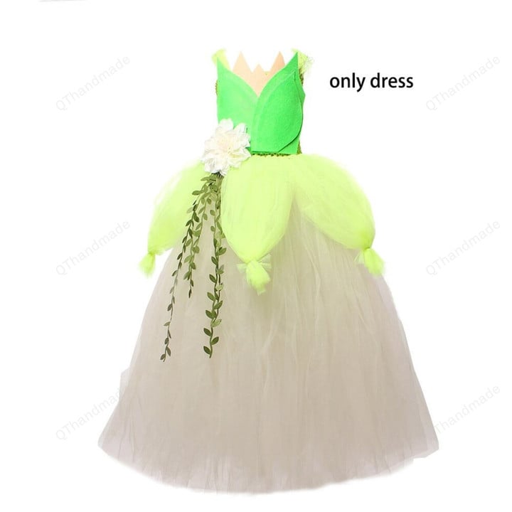 Tiana Tutu Ballgown Dress Princess Frog Girls Halloween Birthday Party Fancy Fairy Dresses Kids Role Play Costume/Baby Girl/Party Dress