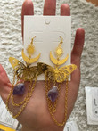 Butterfly Amethyst Celestial Moon Earrings/Celestial Metaphysical Earrings/Drop Earrings/Wicthy Witch Wicca Earring/Valentines Earrings
