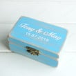 Personalized Box Blue/Wedding Ring Box/Rustic Ring Bearer Box/Custom Wood Ring Pillow Holder