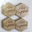 Personalized Hexagon Wedding Invitation /Wood Saved Date / Custom Name Saved Date Magnet