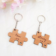 Personalized couple keychain, Engraved puzzle keychain, Couple gift, Custom Name and Date Valentine's Day