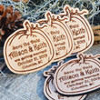 Pumpkin Design Hardwood Save the Date Magnets, Custom Engraved Invitations, Wedding gift