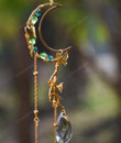 Green Fairy Moon Crystal Suncatcher/Hanging Prism/Rainbow Maker/lightcatcher/Car charm accessories/ornaments/negative energy removal