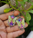 The Resin Luna Moth Iridescent Earrings,Forest Woodland Jewelry/Statement Earrings/Witch celestial earrings/Goddess Earrings