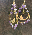 Amethyst Quartz Protection Sun Moon Cat Dangle Earrings/Fairycore Celestial Earrings/fairy Earrings/Boho Earrings/Witchy Statement Earrings