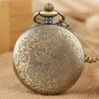 Vintage Bronze Elegance Flower Hunter Case Quartz Pocket Watch/White Dial Chain Clock Necklace Pendant Watch/Best Gifts/Birthday Gifts