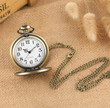 Vintage Bronze Elegance Flower Hunter Case Quartz Pocket Watch/White Dial Chain Clock Necklace Pendant Watch/Best Gifts/Birthday Gifts