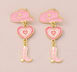 Cool Fashion Hat Love Cowboy Boots Dripping Oil Pink Earrings for Women Vintage Statement Trend Pendant Alloy Woman Earring/Anniversary Gift