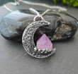 Pagan Crescent Moon Natural Amethyst Pendant Woodland Moon Necklace Wicca gifts/Occult Jewelry/Hippy Jewelry/Fairy Necklace/Wiccan Jewelry