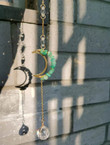 Crescent Moon Green Aventurine Quartz Crystal Suncatcher, Witchcraft Hanging Suncatcher, Rainbow Maker Wall Hanging Decor, Housewarming Gift