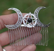 Witch Moon Pentagram Hair Combs Crescent Moon Star Hair Sticks Wiccan Magic Tiaras Hair Jewelry For Wedding Bride Gift/Witchy Moon Hair