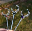 Vintage Silver Crescent Moon Witch Hair Sticks Moon Hairpin Goddess Jewelry for Women Gift/Wedding Bride Gift/Hair Fork Hair Jewelry