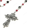 Handmade Red and Black Burst Bead Pearl Cross Rosary Beaded Necklace Gothic Victorian Cross Pendant Y2K Fairy core Jewelry,Gift For Her