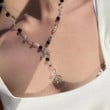 Grunge Angel Heart Cross Beaded Necklace | Fairycore Grungecore Rosary Chain Link/BFF Besties Choker Collar/Renaissance jewelry