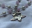 Coquette Pink & White Chain Heart Necklace, Rosary Style Necklace/Fairycore Cottage Necklace/BFF Besties Gothic Choker Collar