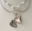 Angel Wing Heart Locket Charm Pearl and Bead Necklace with Chains Layered Necklace Cottagecore Aesthetic Pearl Necklace/Witchy Halloween