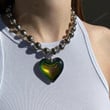 Grunge Rock Laser Heart Choker Unique Aesthetic Charms Resin LOVE Pendant Necklace Punk Jewelry Cool Accessory Goth/Witchy Fairy Fairycore