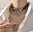 Punk Aesthetic Leather Butterfly Choker Sexy Accessories Cool Pendant Necklace Goth Necklaces Egirl Grunge Rock/Y2k Necklace