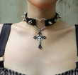 Grunge Rock Sexy Cross Studded Heart Choker Punk Aesthetic Leather Pendant Necklace Egirl Jewelry Goth Accessorie/Witchy Fairy Fairycore